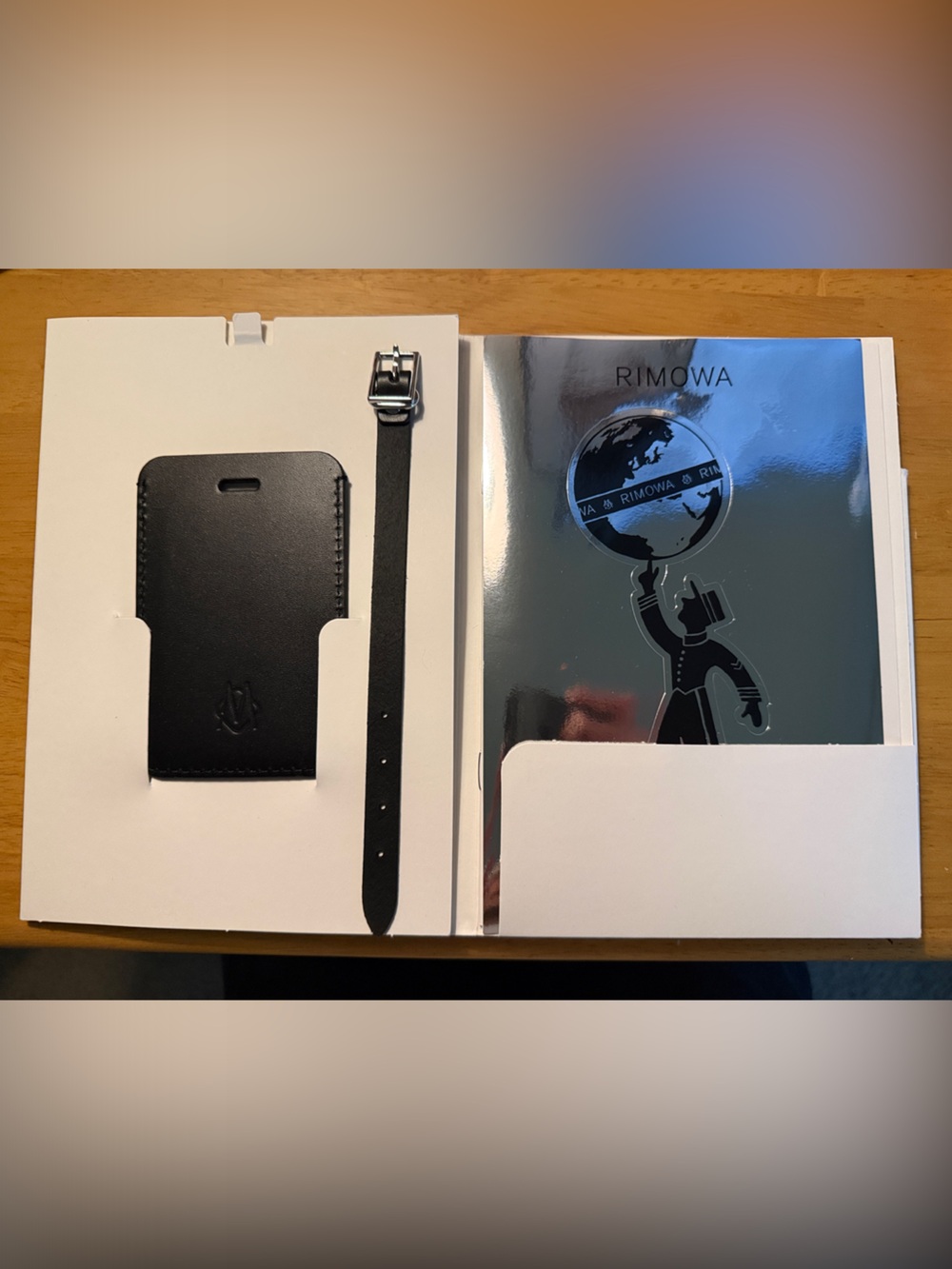 RIMOWA Black Leather Luggage Tag with Adjustable Strap